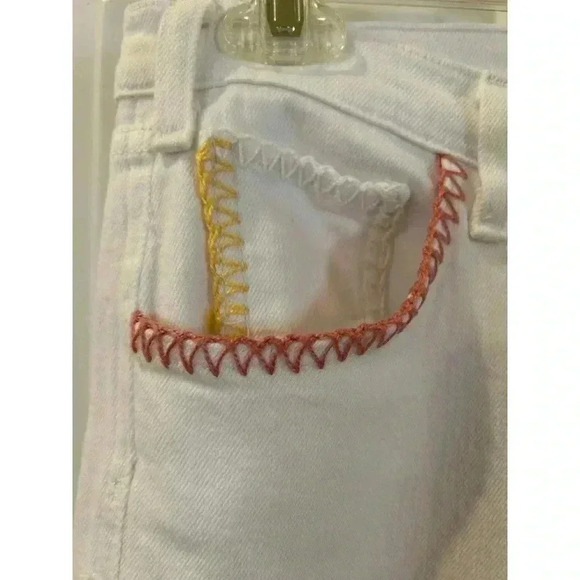 MCGUIRE White Denim Jeans with Embroidered Pockets Anthropologie Size 28 - Picture 7 of 12